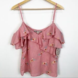 NWT Gypsies & Moondust Floral Gingham Checked Top Size Medium